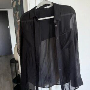 Sheer Black Button-Up Blouse | T Alexander Wang